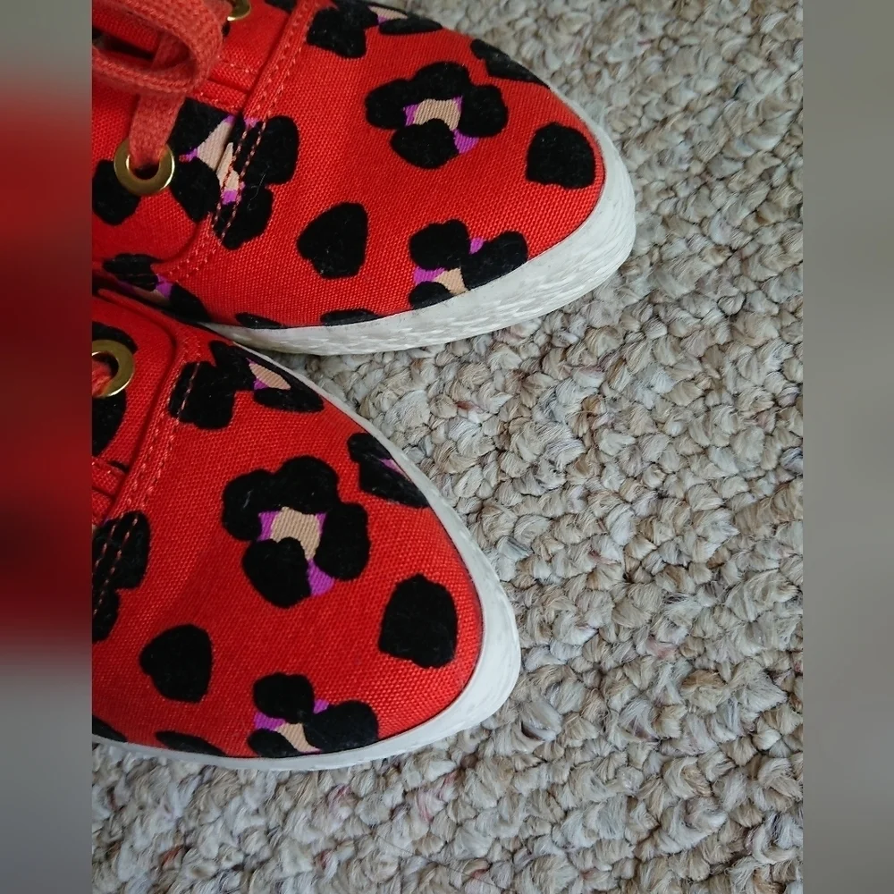 Kate Spade X Keds Sneakers Pointed Toe Orange Black Floral Print size 6